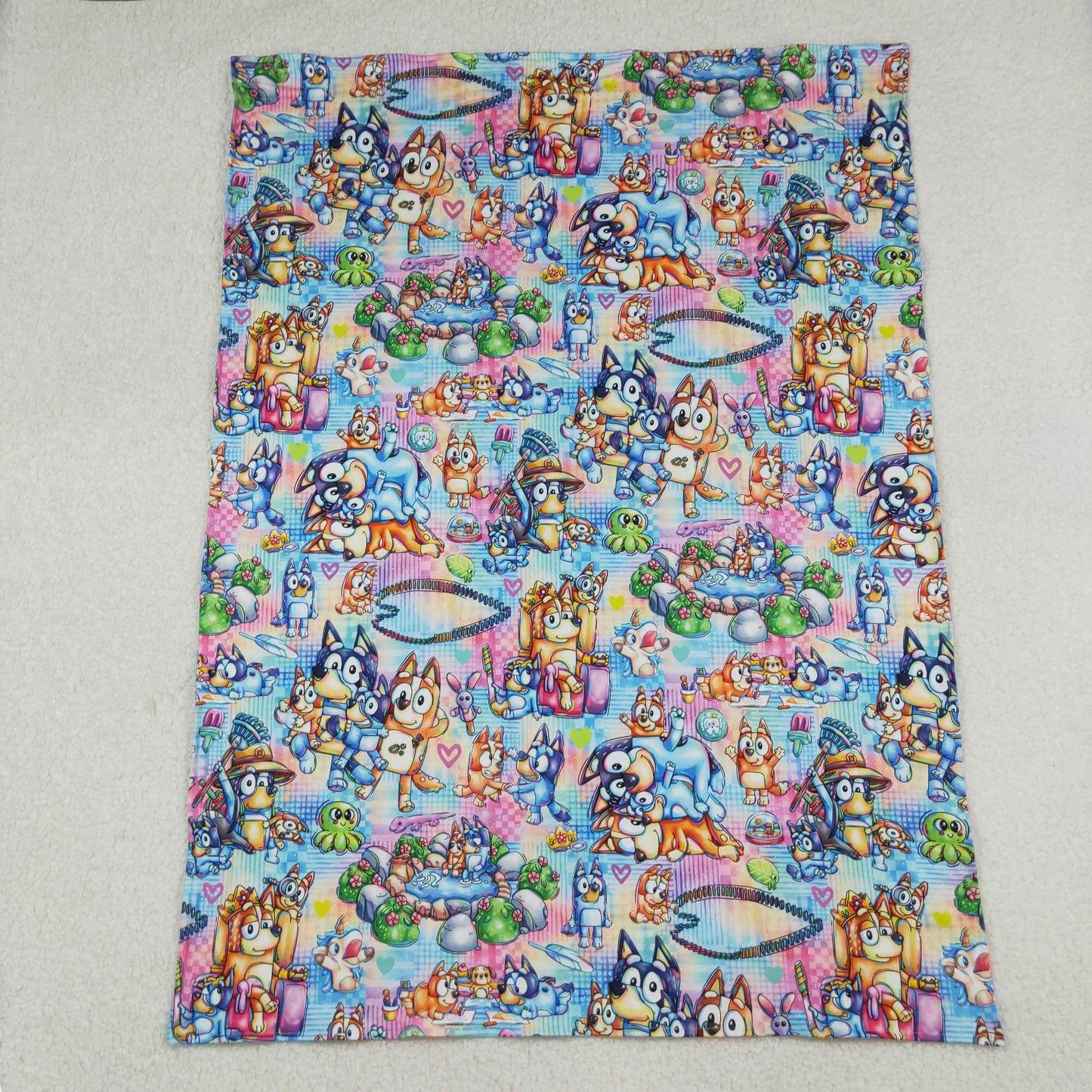 BL0192 Cartoon Dog Love Heart Colored Baby Blanket D 1020