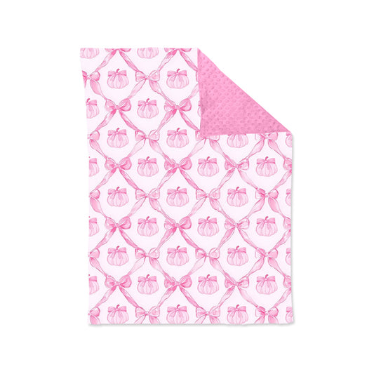 presale BL0207 Pink pumpkin bow baby girls fall blankets D 5.15