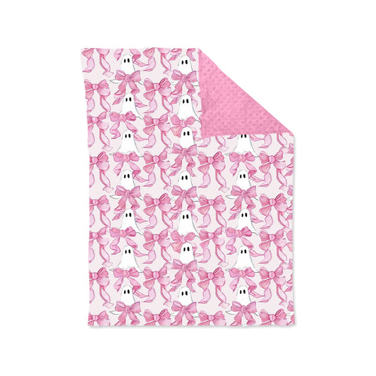 presale BL0208 Pink bow ghost baby girls Halloween blanket D 5.16
