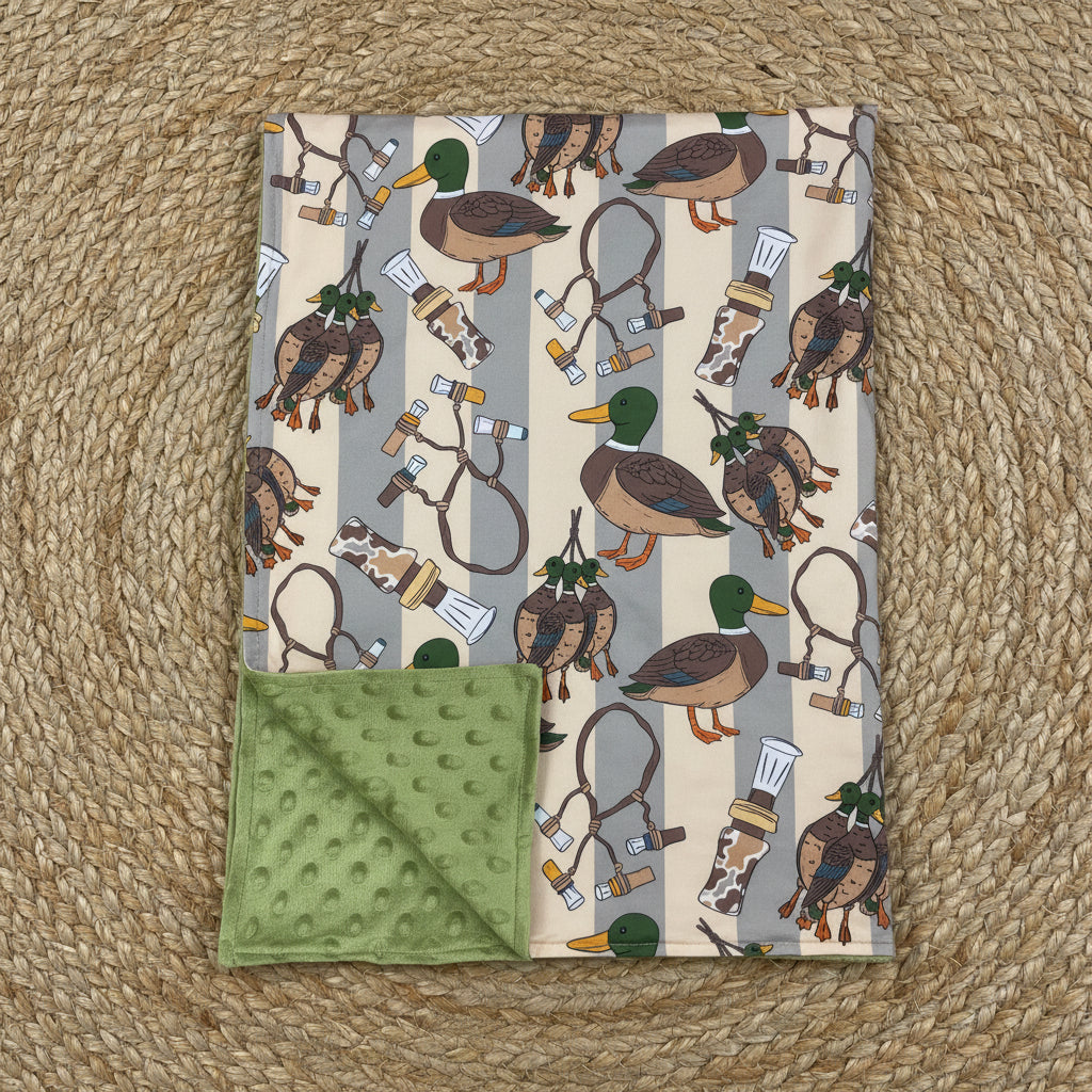 BL0211  Baby Kids Green Ducks Calls Western Blankets