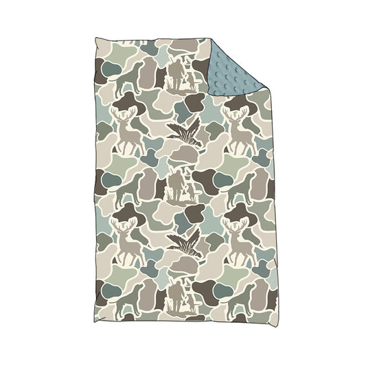 presale BL0212 Baby Kids Gray Deer Ducks Camo Western Hunting Blankets  D815