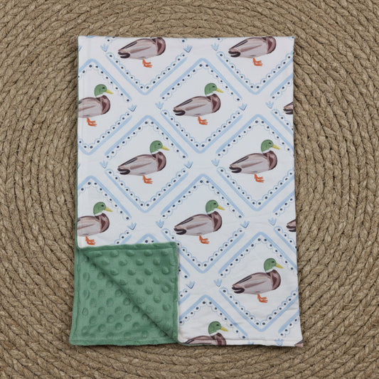 BL0213  Baby Kids Green Ducks Western Blankets