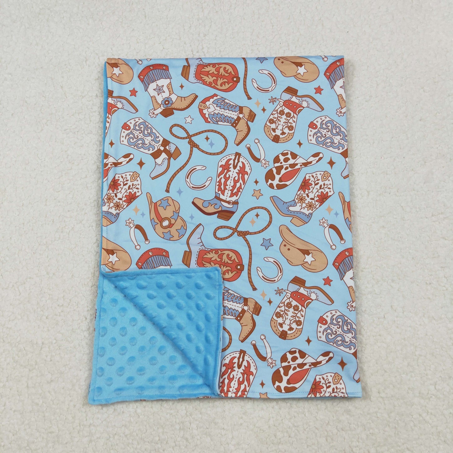 BL0214 Baby Kids Blue Boots Hats Western Blankets  D 1020