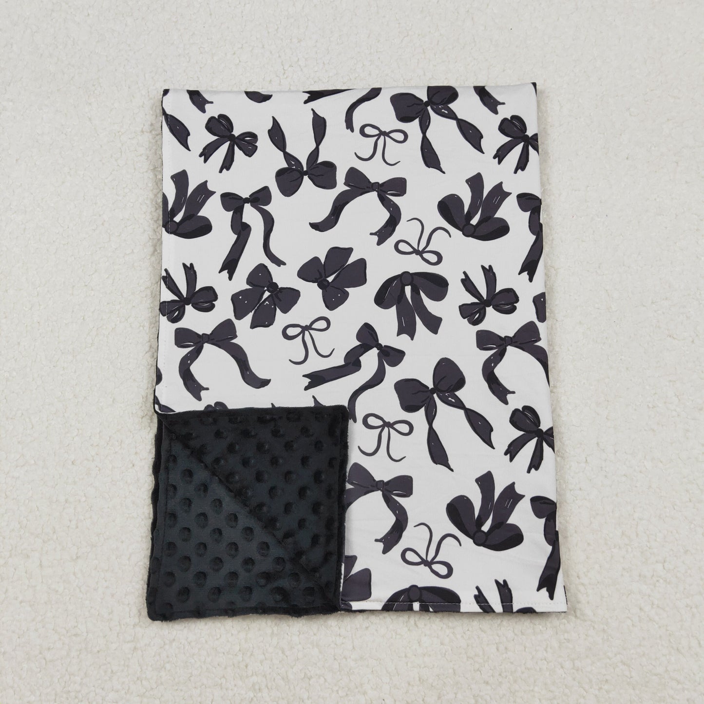 BL0217 Baby Kids Black Bows Plaid Fall Blankets D 926
