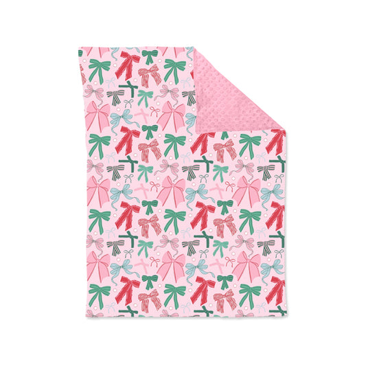presale BL0218 Baby Kids Pink Green Bows Plaid Christmas Blankets D815