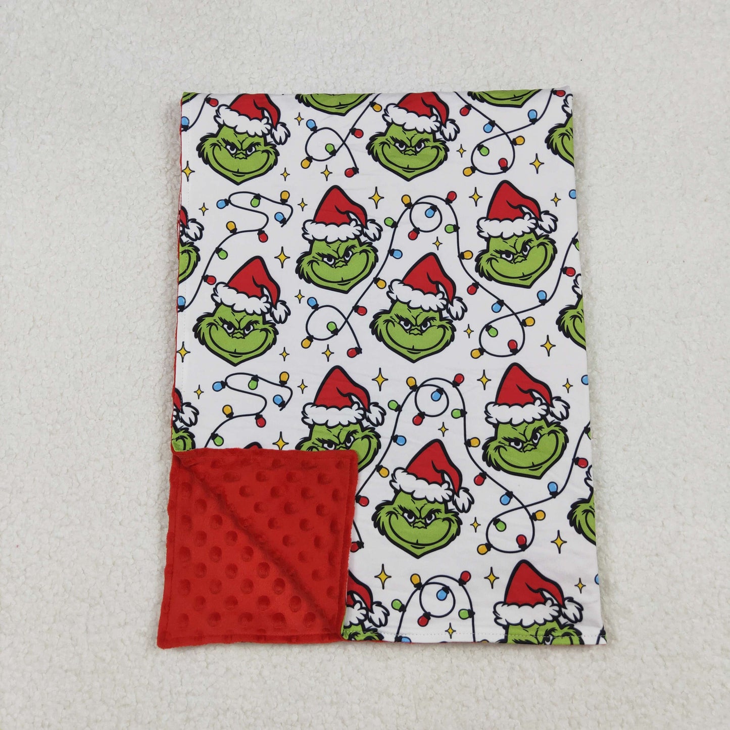 Sibling Baby Boys Green Faces Lights Christmas Pajamas Sets Zipper Footie Rompers Blankets    D 1022