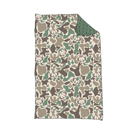 presale BL0226 Baby Kids Green Khaki Deer Camo Western Blankets  D 918