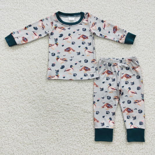 BLP0213 Duck Lotus Dark Green Long Sleeve Pants Suit