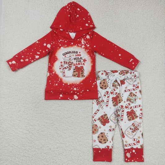 BLP0219 cookies milk red long sleeve hooded trousers suit