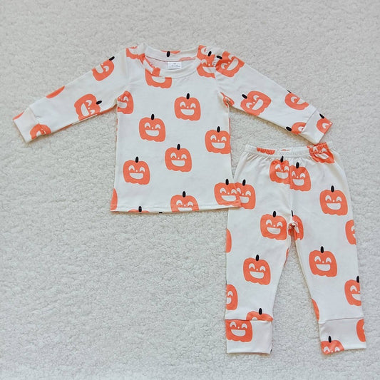 BLP0244 Smile Pumpkin White Long Sleeve Pant Set