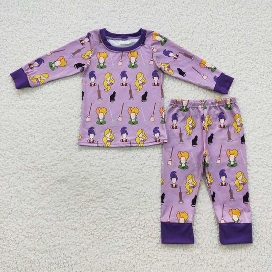 BLP0257 Boys Halloween purple long sleeve pant suit