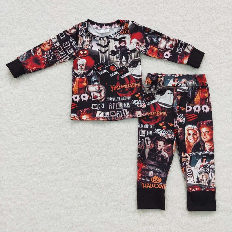 BLP0259 Boys Halloween HELP Horror Clown Long Sleeve Pants Set