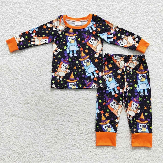 BLP0273 Cartoon Stars Orange Black Long Sleeve Trousers Set