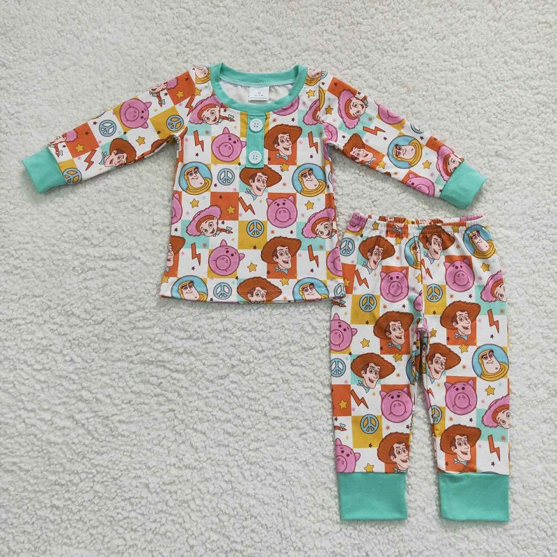 BLP0279  cartoon plaid long sleeve trousers suit