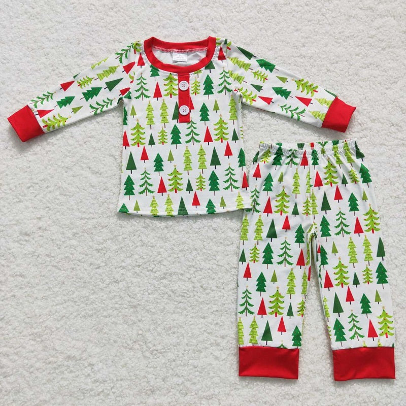 BLP0312 Christmas tree red and white long-sleeved trouser suit