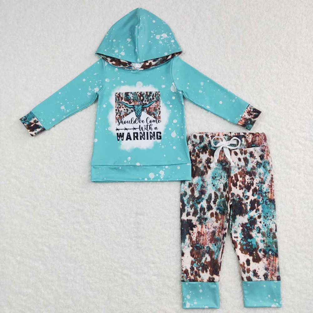 Sibling Baby Boys Western Hooded Tops Pants Clothes Sets  D 6.26