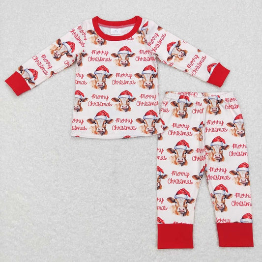 BLP0388 merry christmas santa cows long sleeve pajama