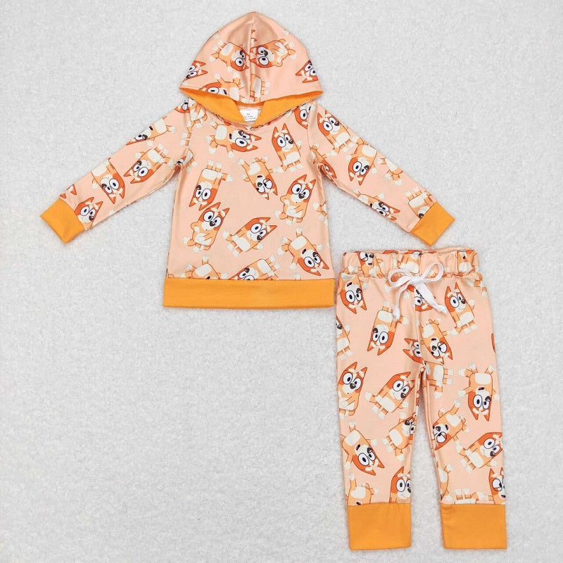 BLP0415  Cartoon Orange Hooded Long Sleeve Pants Suit