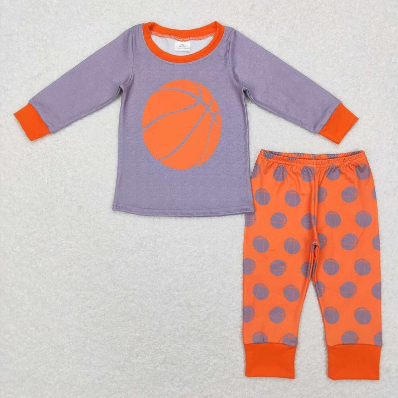 BLP0428 Basketball orange gray long sleeve trousers suit