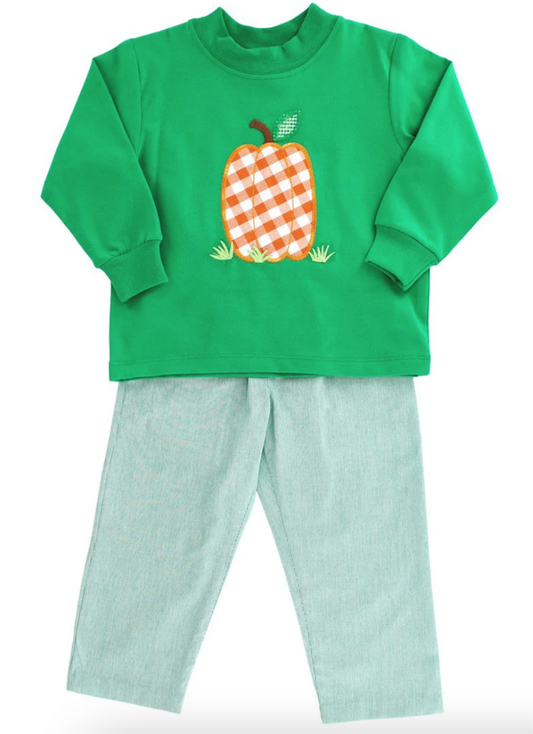 presale BLP0459 Plaid Pumpkin Green Long Sleeve Pants Suit