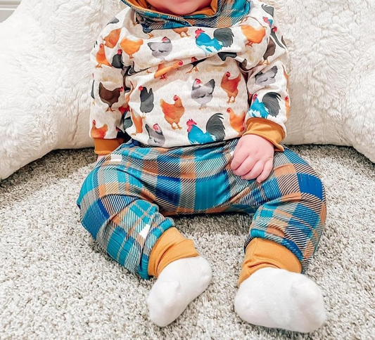 presale  BLP0497  Chick hooded long sleeve plaid trousers suit
