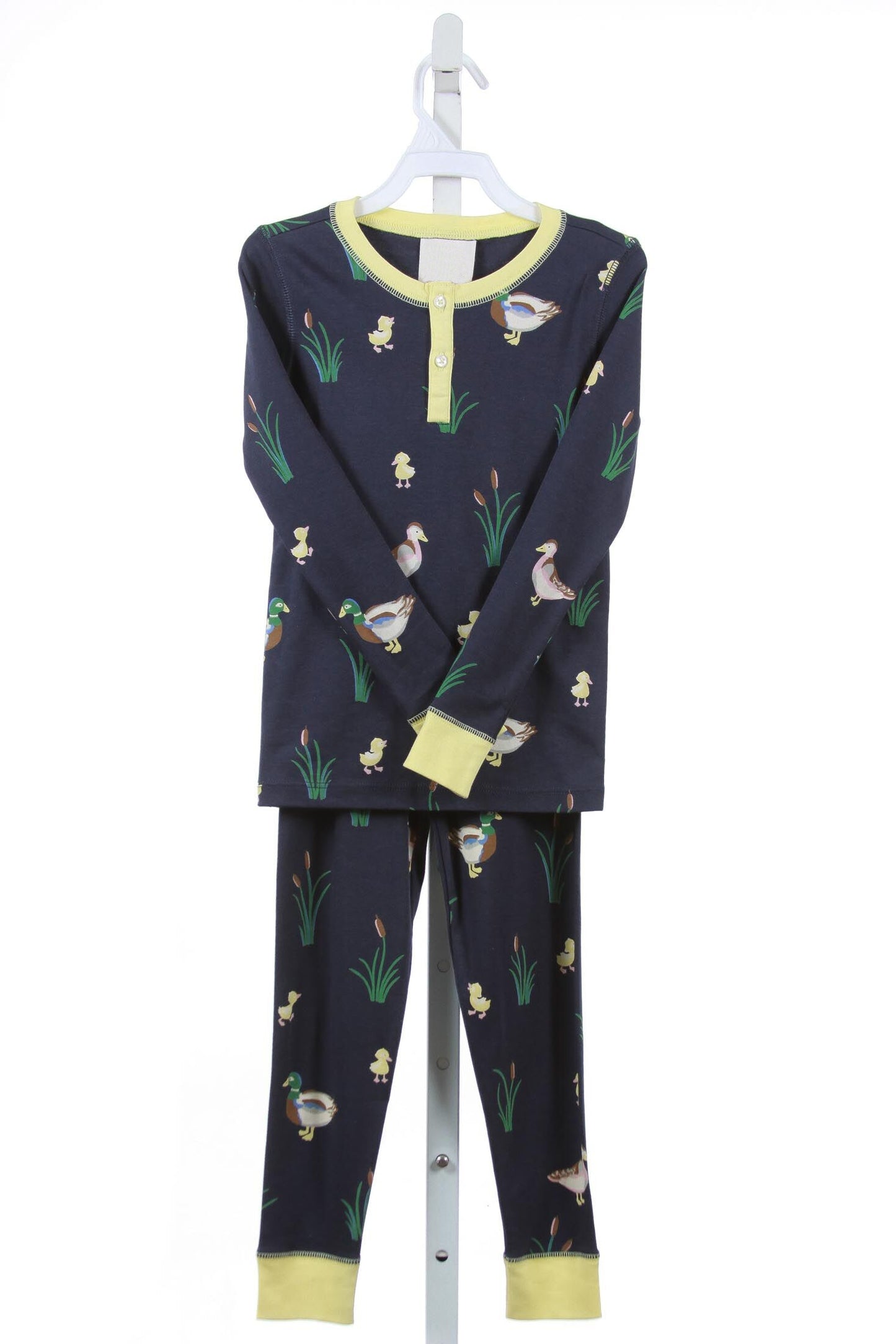 presale BLP0500 Duck yellow trimmed navy blue long-sleeved trousers pajama set
