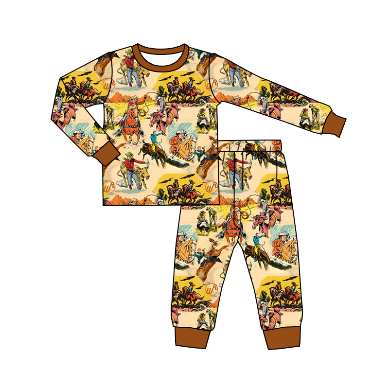 presale BLP0511 Horse riding brown long sleeves and trousers pajama set