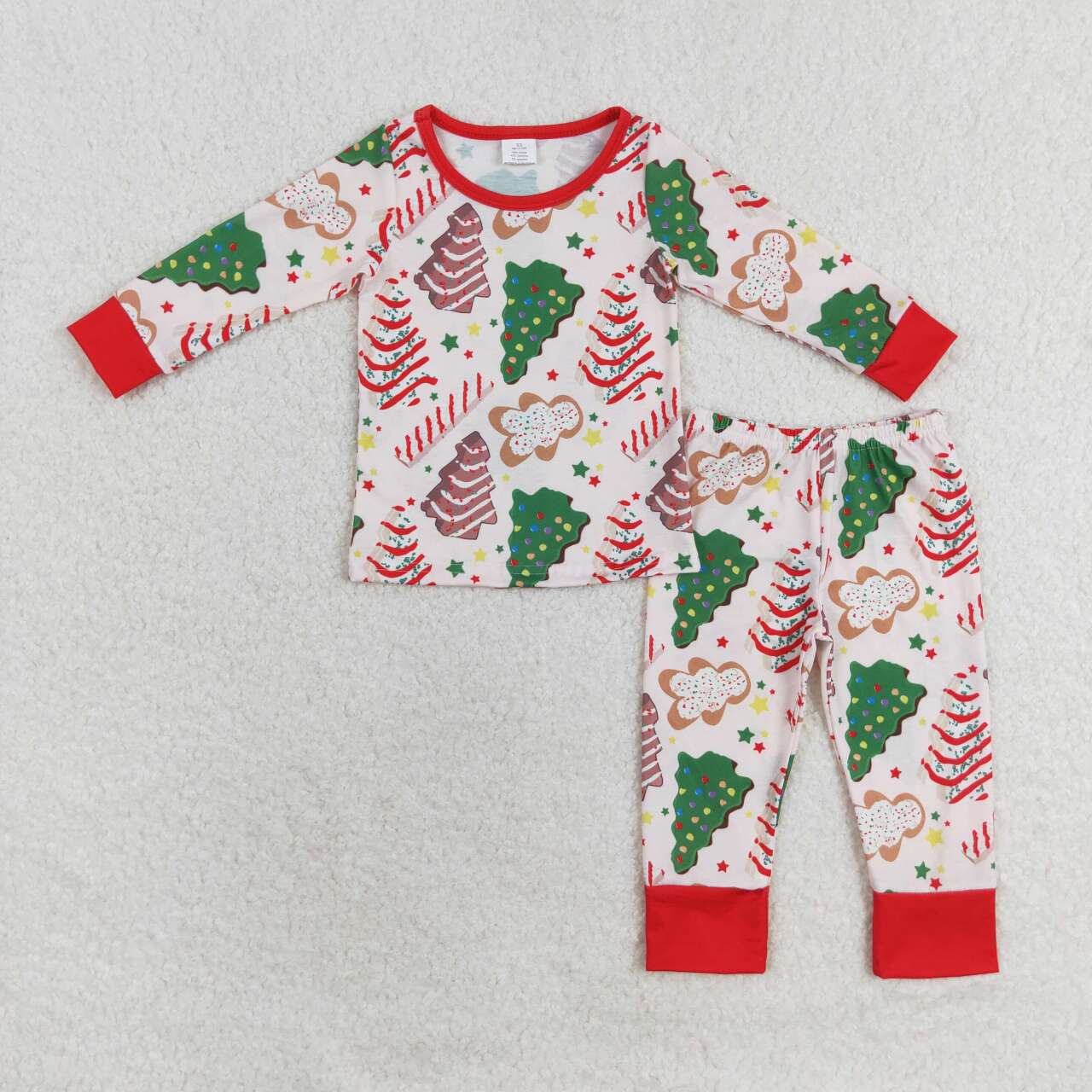 BLP0549 Bamboo Christmas Tree Cake Gingerbread Man Long Sleeve Long Pants Pajama Set