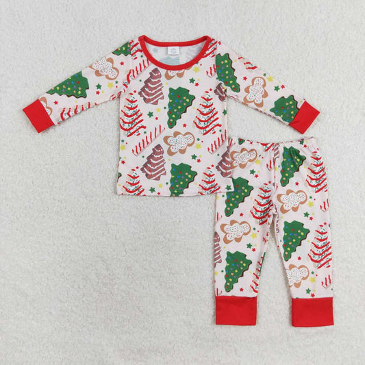 BLP0549 Bamboo Christmas Tree Cake Gingerbread Man Long Sleeve Long Pants Pajama Set