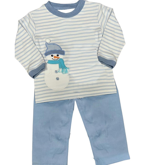 presale BLP0563 Snowman Blue Striped Long Sleeve Pant Suit