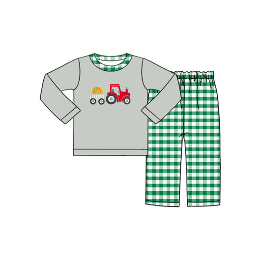 presale BLP0570 Red Tractor Grey Long Sleeve Green Plaid Trouser Suit