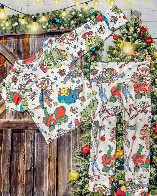 presale BLP0572 Christmas Tree  Long Sleeve Long Pants Pajama Set