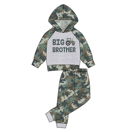 presale BLP0576 Big Brother Camouflage Tractor Grey Hooded Long Sleeve Pants Set