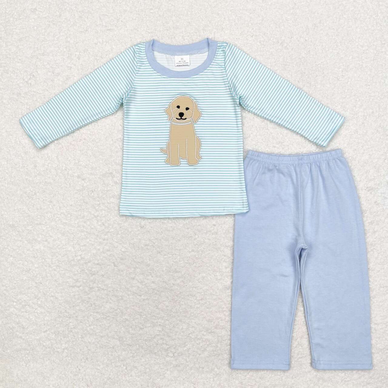 BLP0592 Puppy Stripe Long Sleeve Blue Pant Suit