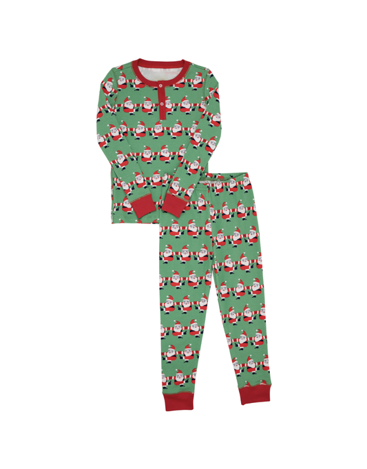presale BLP0625 Santa Claus Green Long Sleeve Long Pants Pajama Set