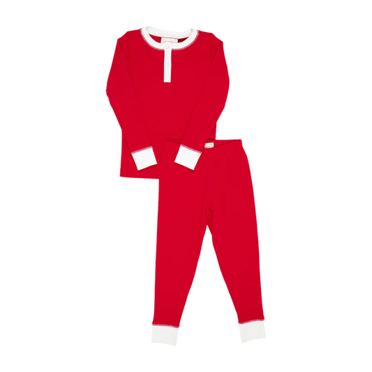 presale BLP0626 Christmas solid red and white long sleeve and long pants pajamas set