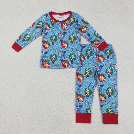 BLP0638 Christmas Lights Red and Blue Long Sleeve Long Pants Pajama Set