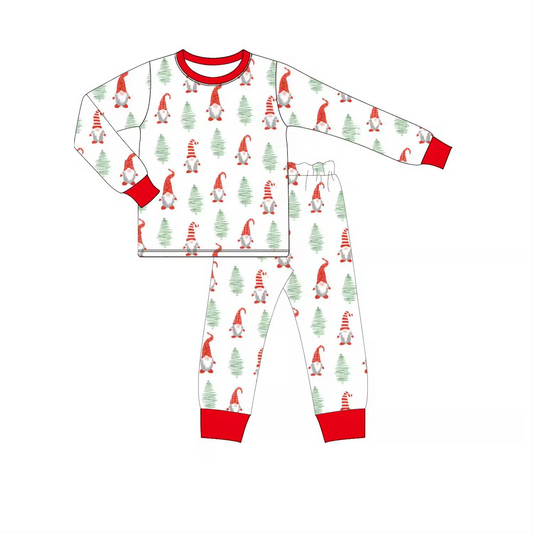 presale BLP0661 Christmas Tree Elf Red and White Long Sleeve Long Pants Pajama Set
