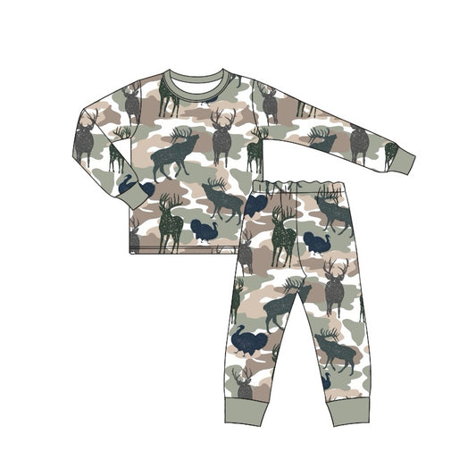 presale BLP0667 Turkey Elk Camouflage Long Sleeve Long Pants Pajama Set