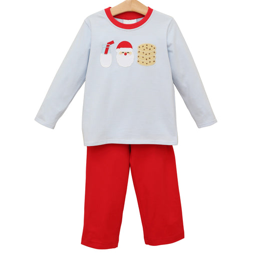 presale BLP0678 Milk Santa Cookie Striped Long Sleeve Red Pants Suit