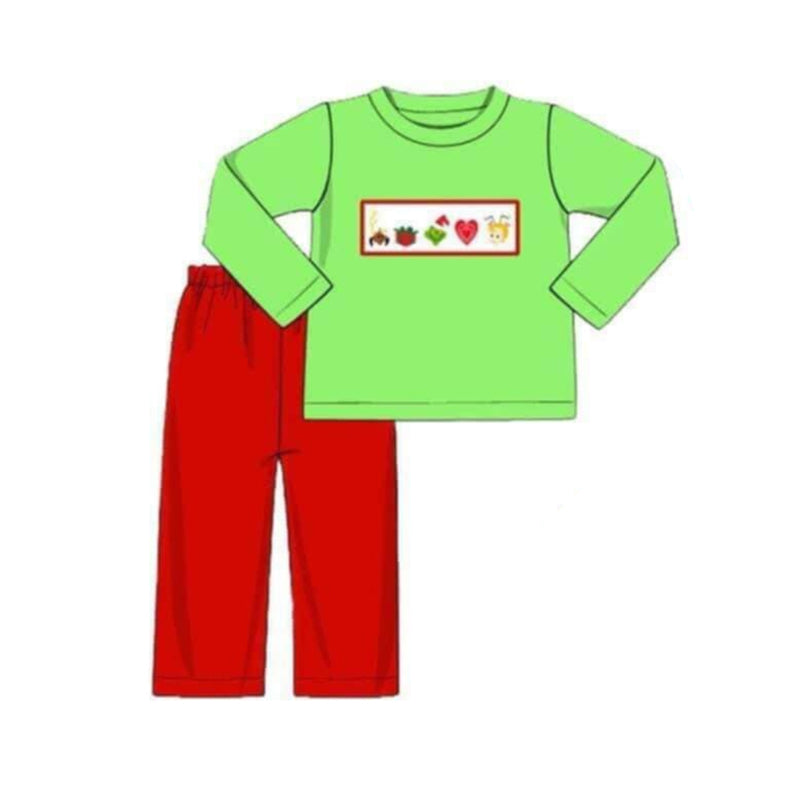 presale BLP0691 Green long sleeve red trousers suit