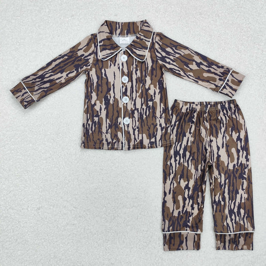 BLP0705 Army Green Camouflage Long Sleeve Long Pants Pajama Set