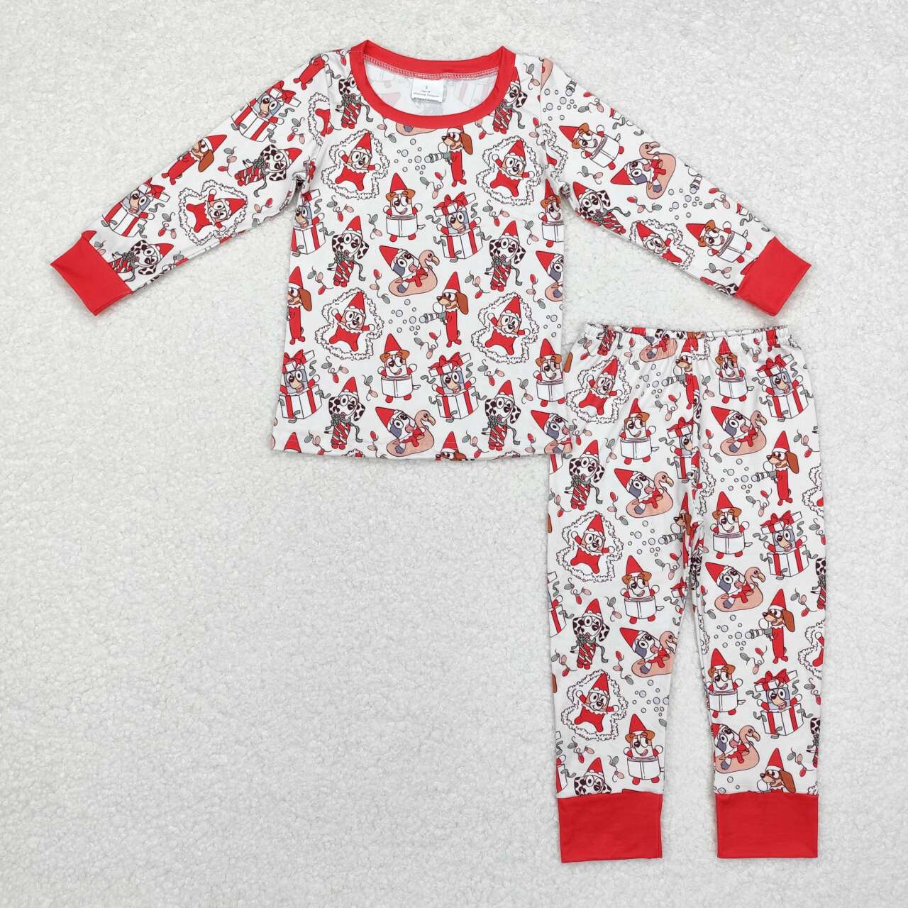 BLP0721 Christmas gift red and white long sleeve long pants pajama set