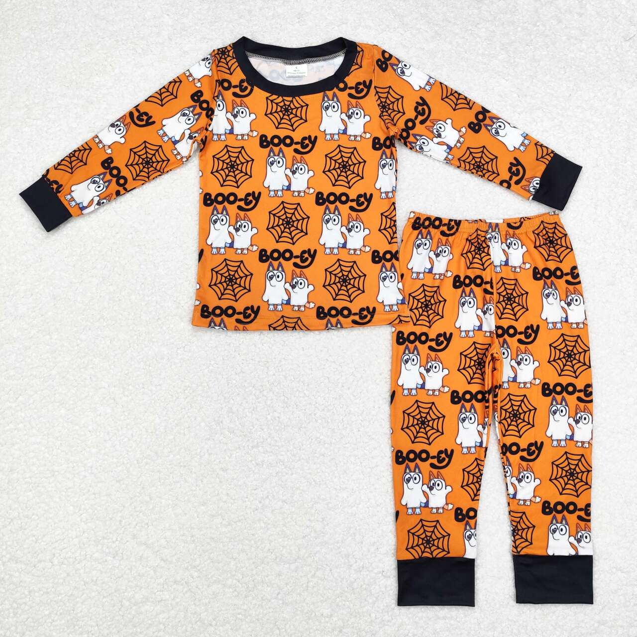 BLP0727  Spider Web Orange Long Sleeve Long Pants Pajama Set 2024 7.17