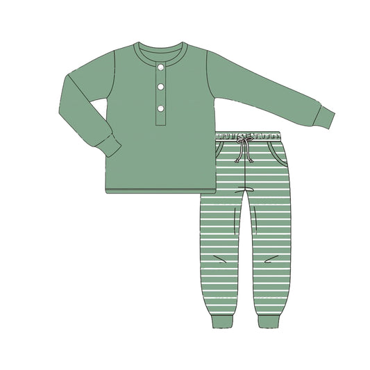 presale BLP0737 Solid Green Long Sleeve Striped Trousers Suit 2024 7.19