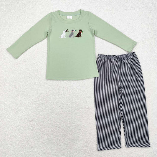 BLP0741  Hunting Puppy Green Long Sleeve Pant Suit