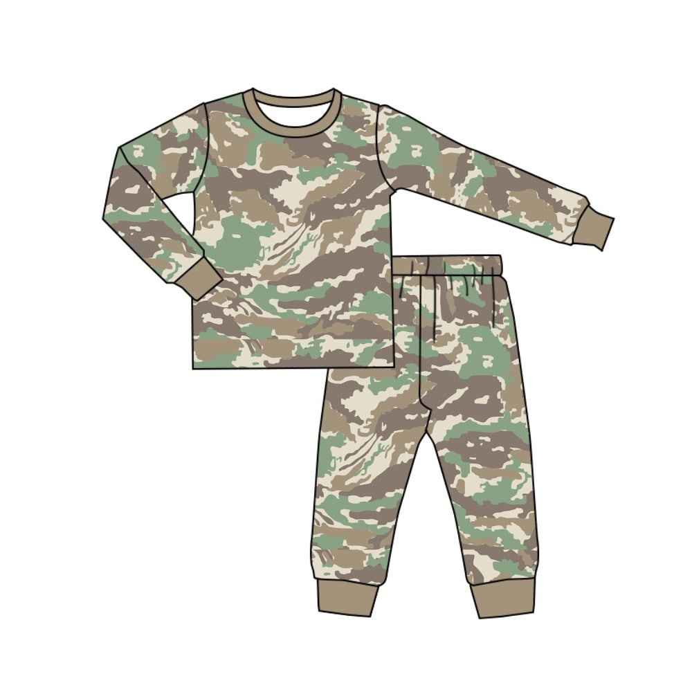 presale BLP0764 Light brown green camouflage long sleeve and long pants pajama set 2024 7.24