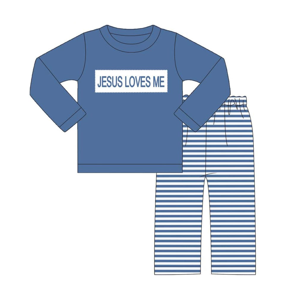 BLP0766  Blue Long Sleeve Striped Trouser Suit