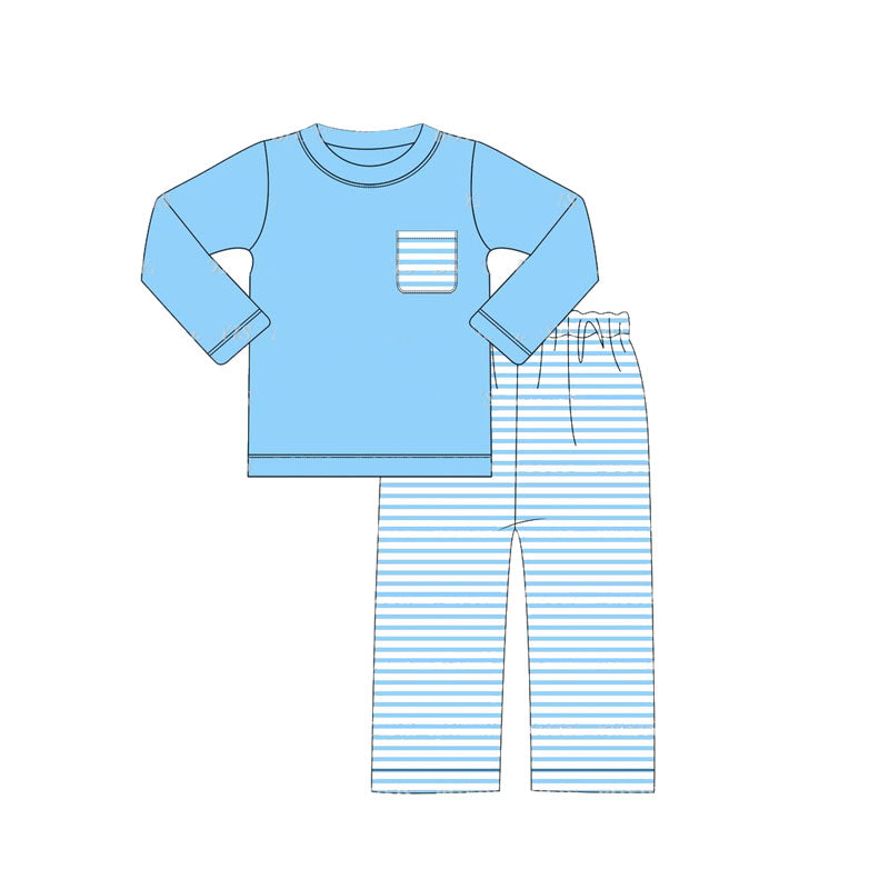 presale BLP0780 Blue Stripe Pocket Long Sleeve Pants Set 2024 7.29