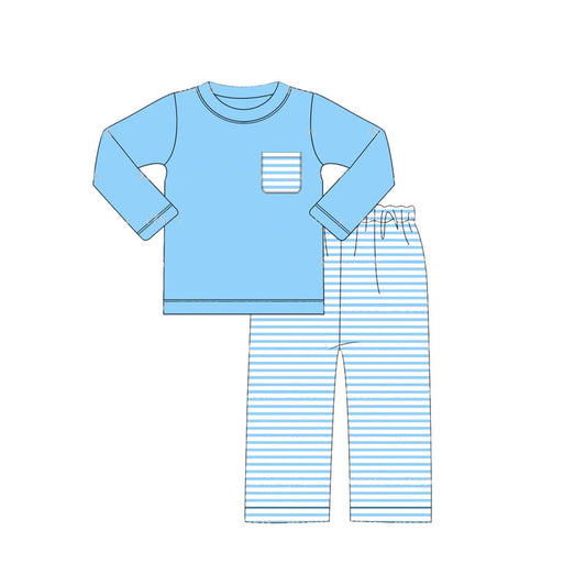 presale BLP0780 Blue Stripe Pocket Long Sleeve Pants Set 2024 7.29